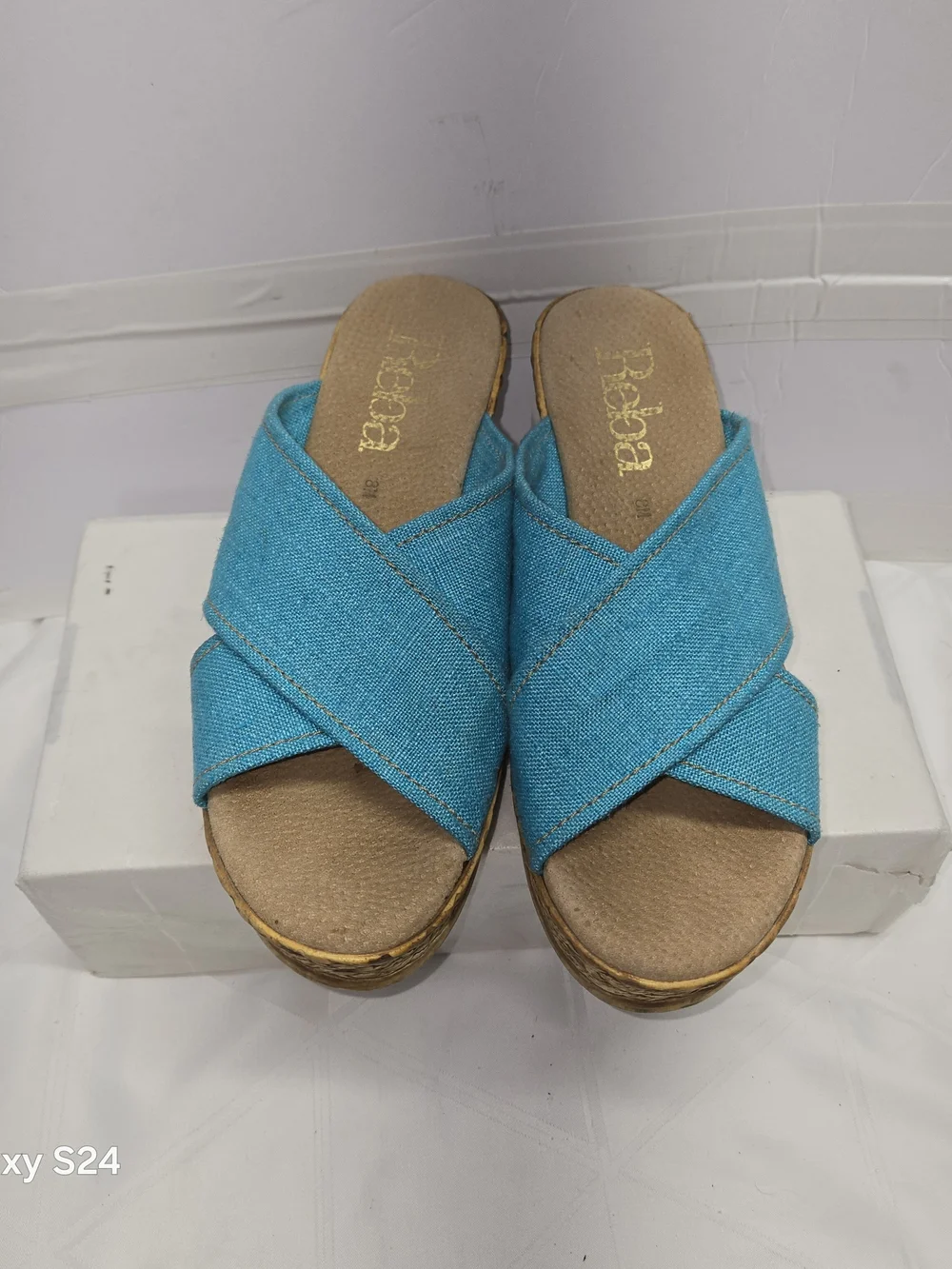 REBA Women’s Turquoise Wedge Slide Sandals - Stylish Summer Comfort SIZE 8